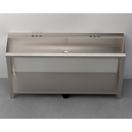 Eco-Trough Hand Washing Sink Wall Mount Hand-Wash Trough, 2 Sta, 60" w, Four Leg Support Frame and Shelf Assy, 34" Rim, No Faucet SW260-4LF-34